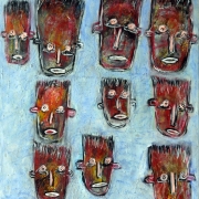hyacinthe ouattara: des tetes et des regards, 90x70cm