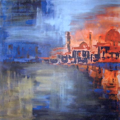 'Spiegelungen', Acryl auf Leinwand, 110x110 cm, 2002