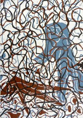 Ich bin so frei, nocheinmal zu leben, Linolschnitt, 64x52cm, 2012