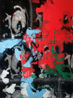 Saint Tropez II, Sprühfarben und Lacke auf Stoff, 195x145 cm, 2019