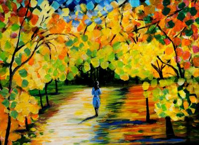 Frau im blauen Kleid, 2020