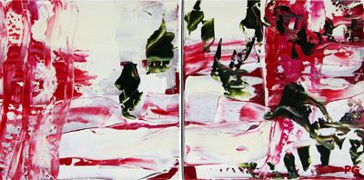 ohne Titel, 2-tlg. Acryl auf Leinwand, je 30 x 30