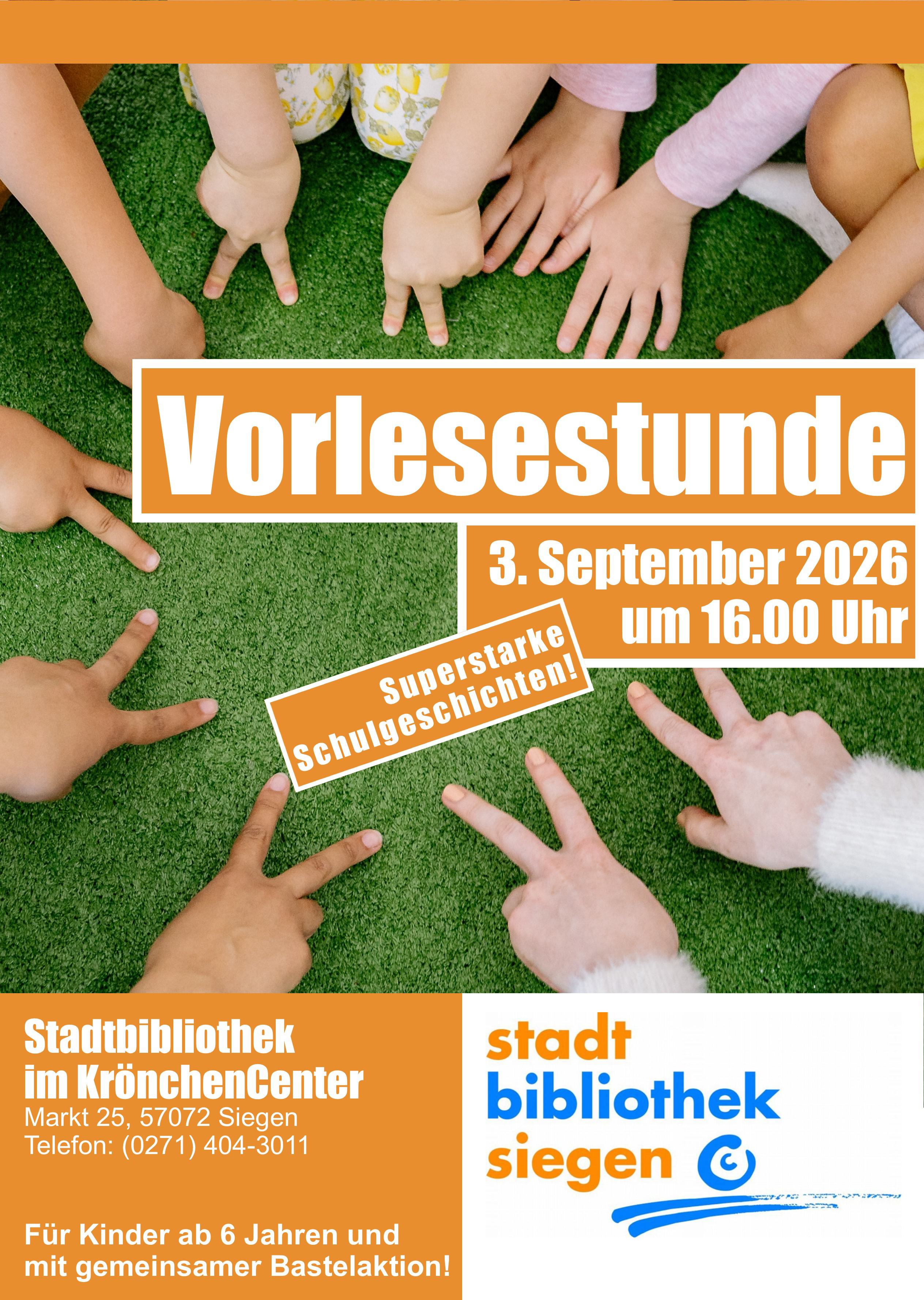 Plakat zur Vorlesestunde in der Stadtbibliothek © Stadtbibliothek Siegen