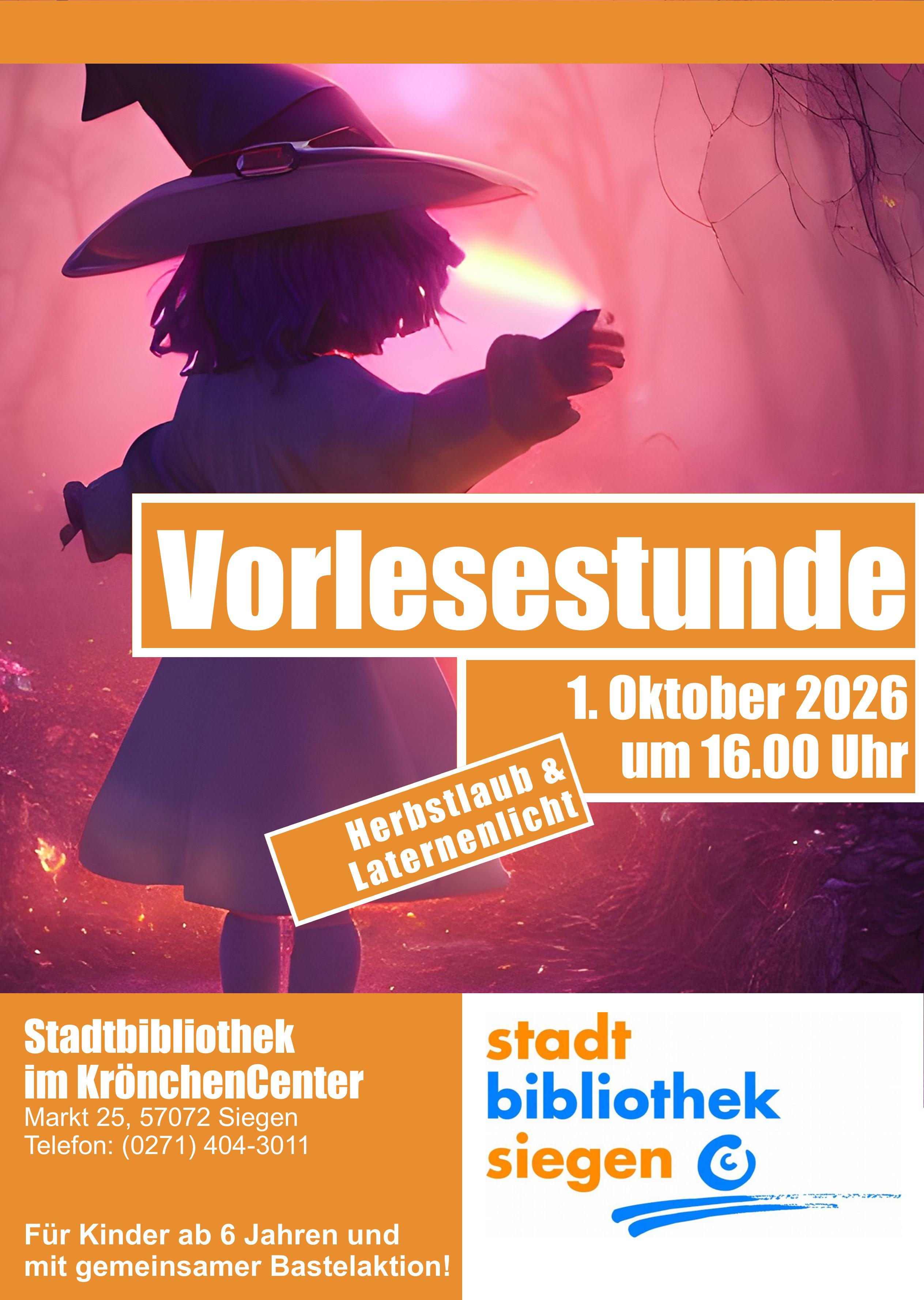 Plakat zur Vorlesestunde in der Stadtbibliothek © Stadtbibliothek Siegen