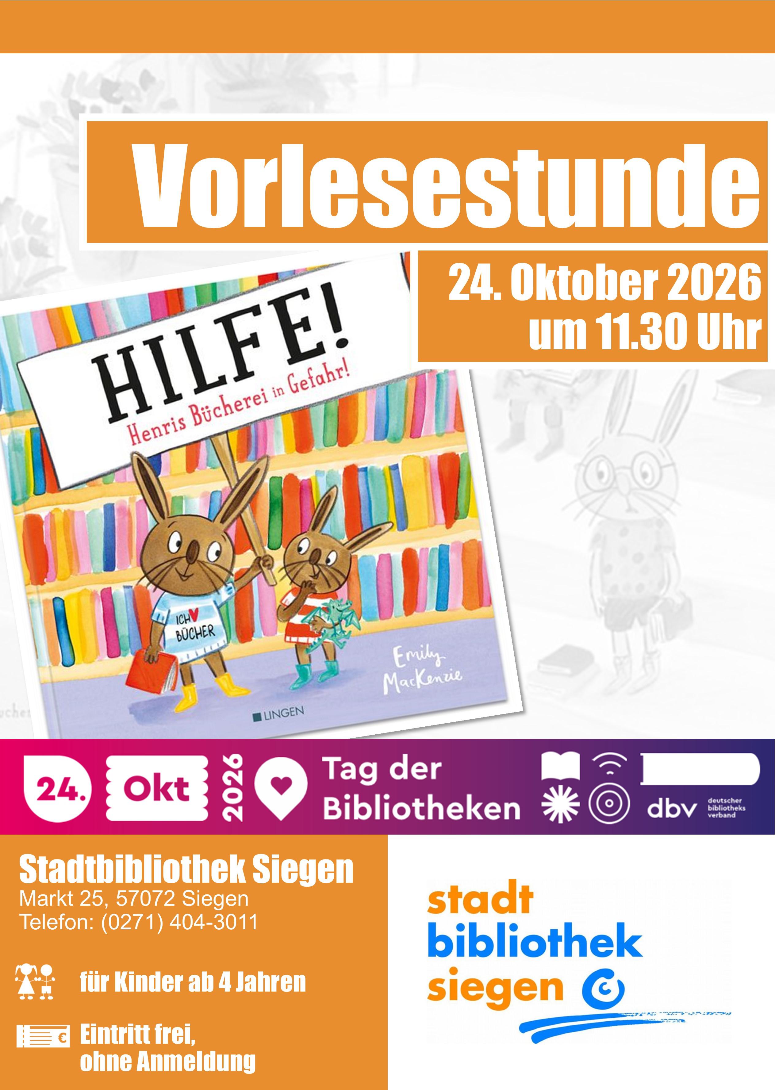 Plakat zur Vorlesestunde in der Stadtbibliothek © Stadtbibliothek Siegen