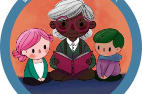 Oma liest Kindern aus einem Buch